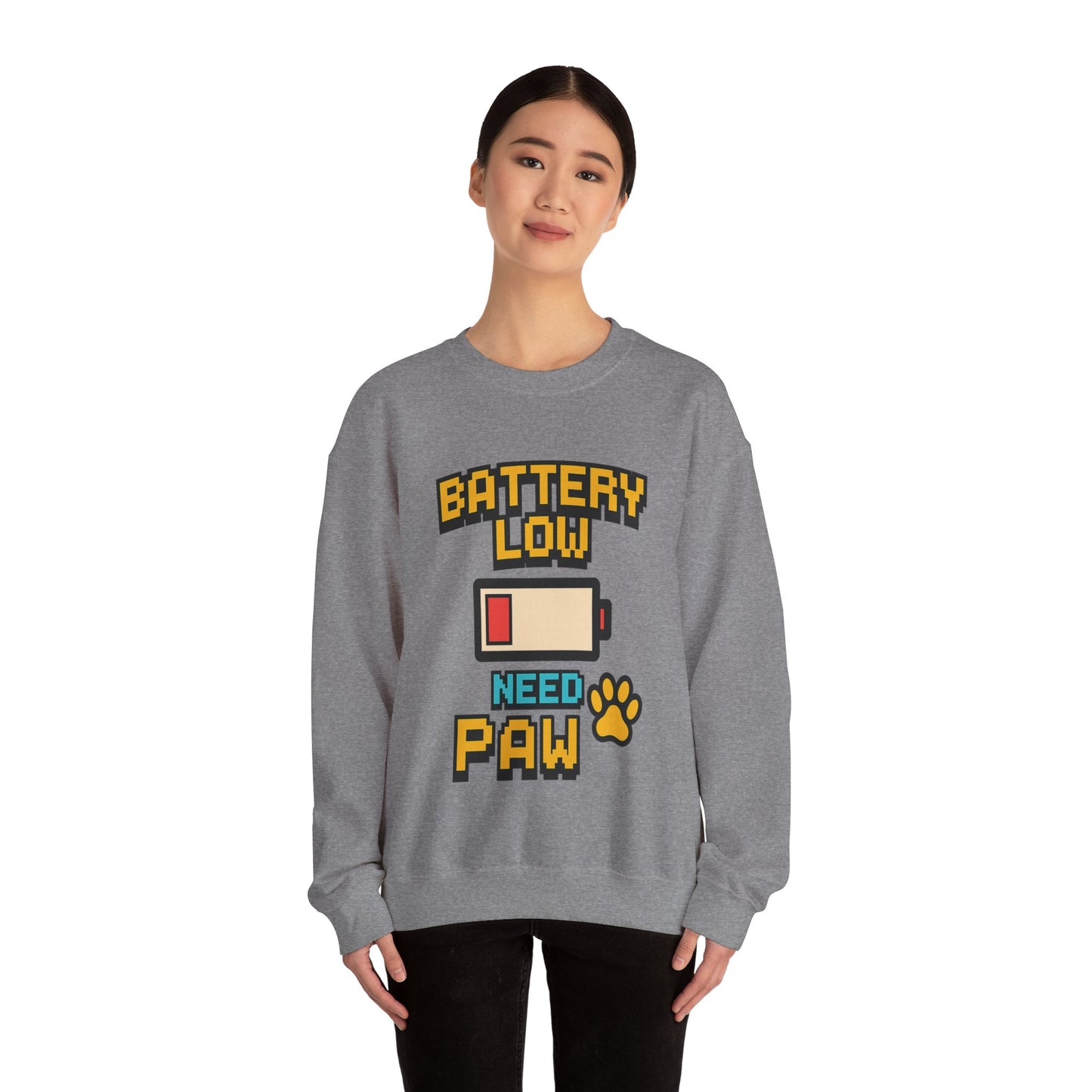 Funny Battery Low Need Paw Crewneck Sweatshirt for Pet Lovers