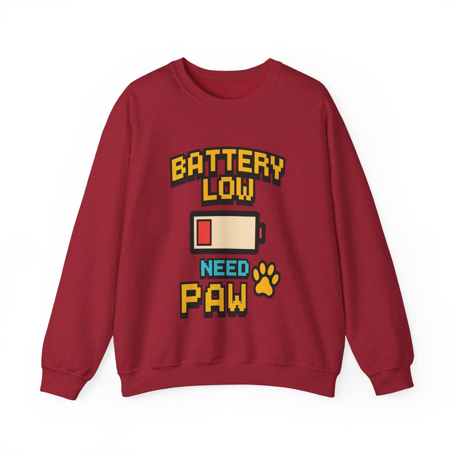 Funny Battery Low Need Paw Crewneck Sweatshirt for Pet Lovers