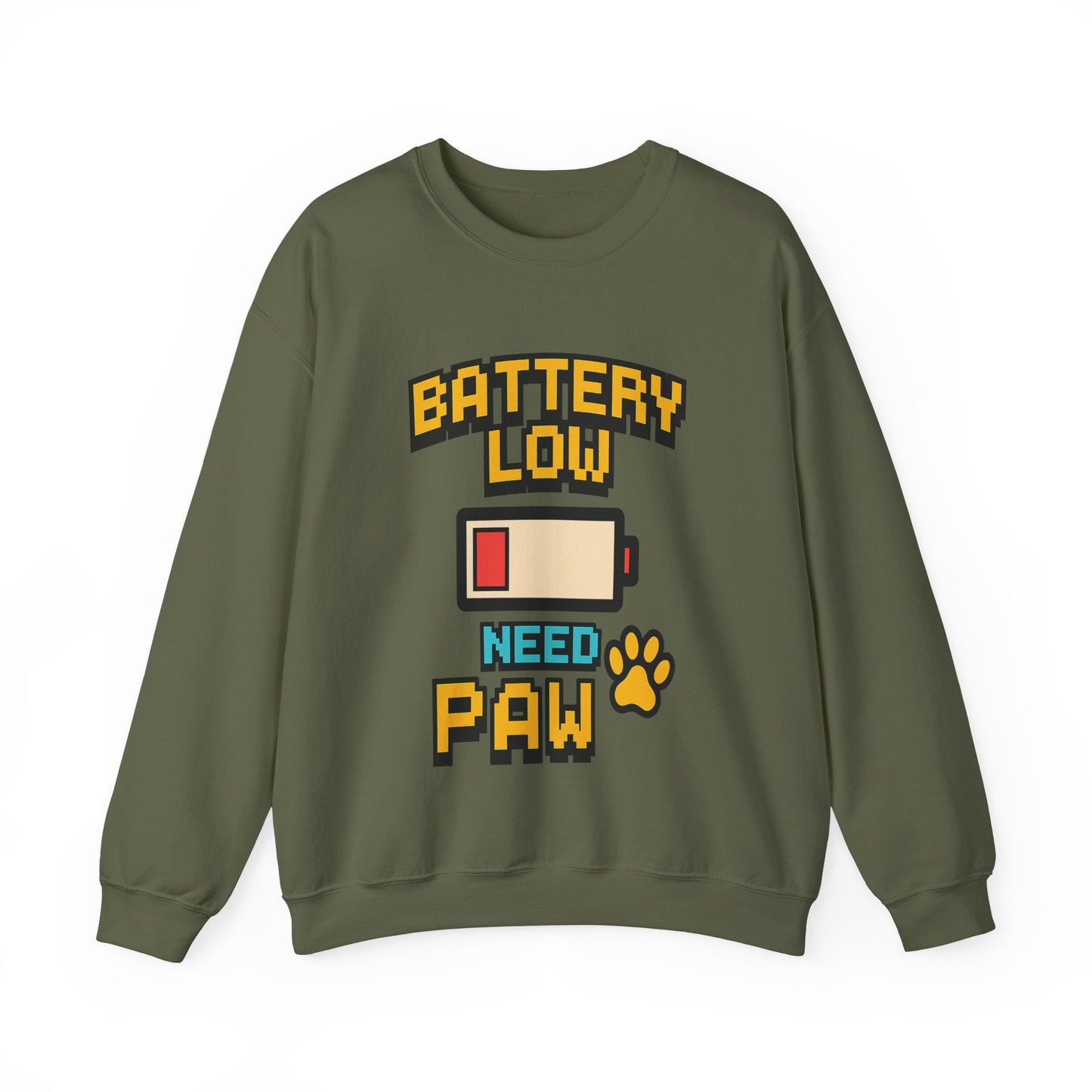 Funny Battery Low Need Paw Crewneck Sweatshirt for Pet Lovers
