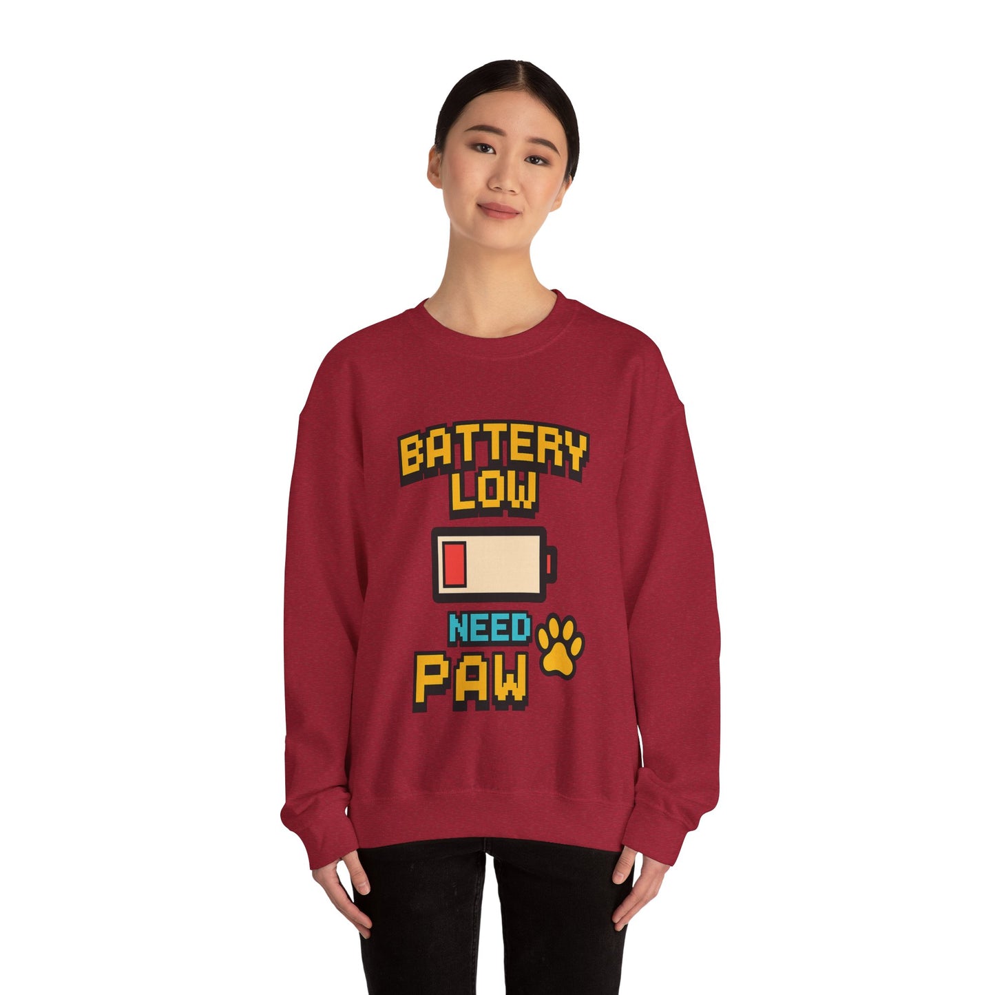 Funny Battery Low Need Paw Crewneck Sweatshirt for Pet Lovers