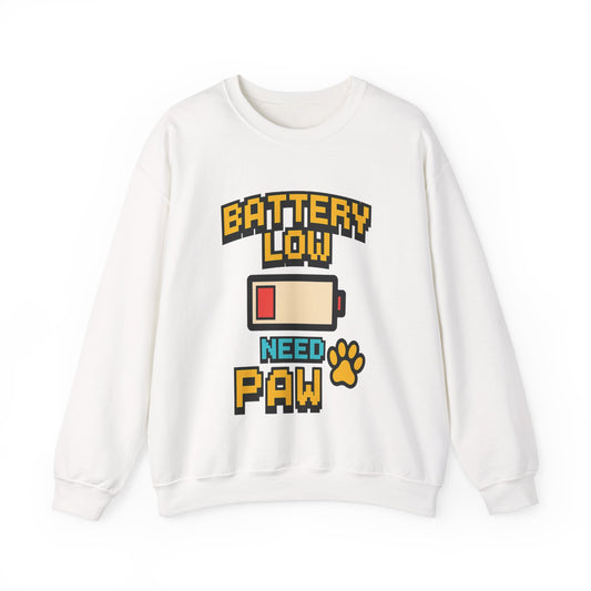 Funny Battery Low Need Paw Crewneck Sweatshirt for Pet Lovers