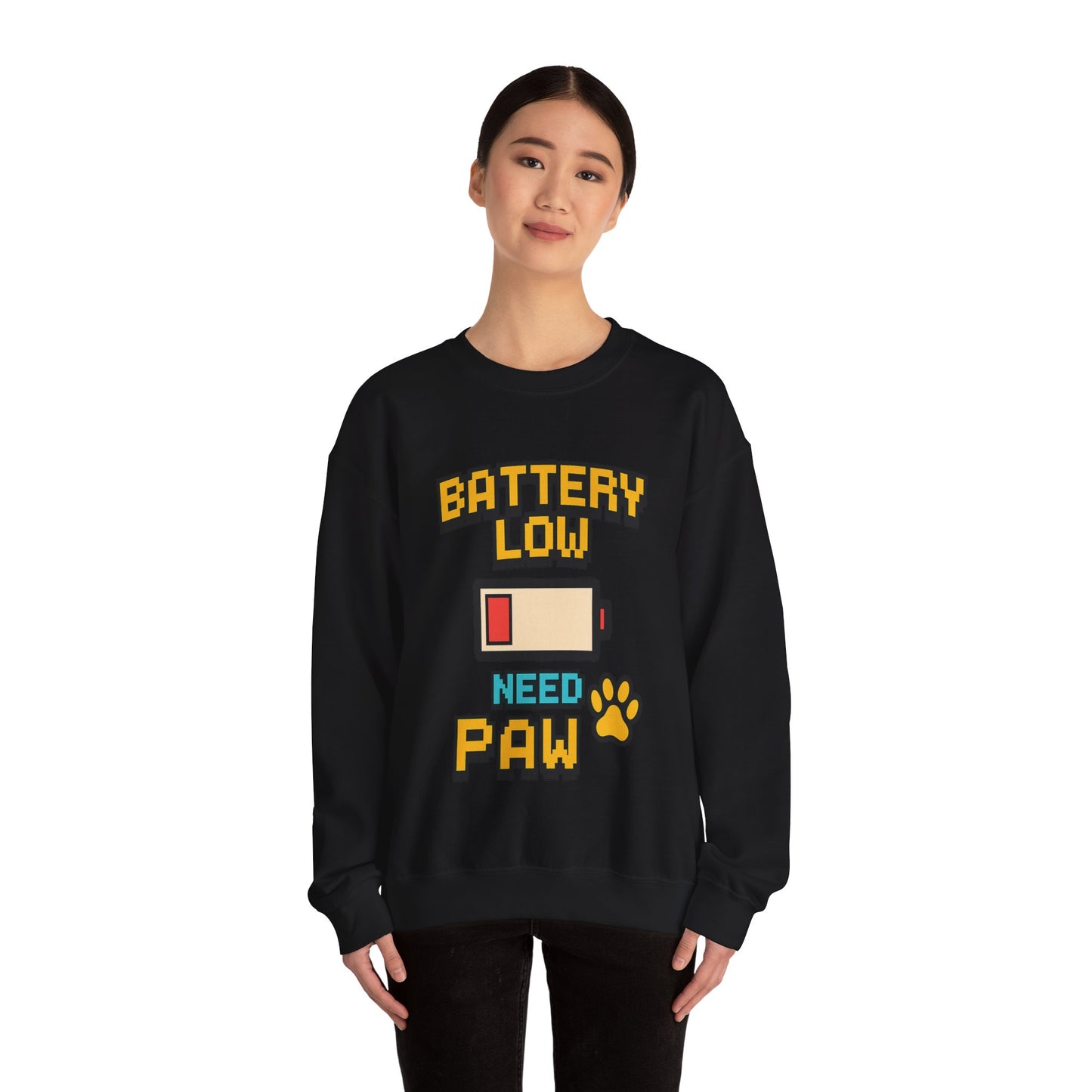 Funny Battery Low Need Paw Crewneck Sweatshirt for Pet Lovers