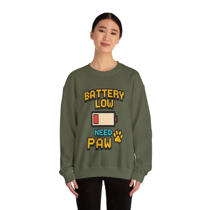 Funny Battery Low Need Paw Crewneck Sweatshirt for Pet Lovers