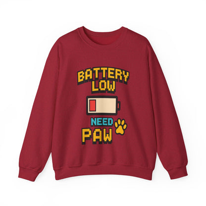 Funny Battery Low Need Paw Crewneck Sweatshirt for Pet Lovers