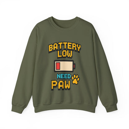 Funny Battery Low Need Paw Crewneck Sweatshirt for Pet Lovers