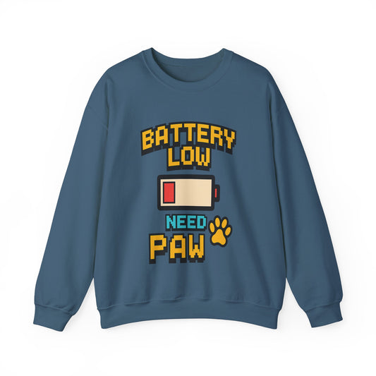Funny Battery Low Need Paw Crewneck Sweatshirt for Pet Lovers