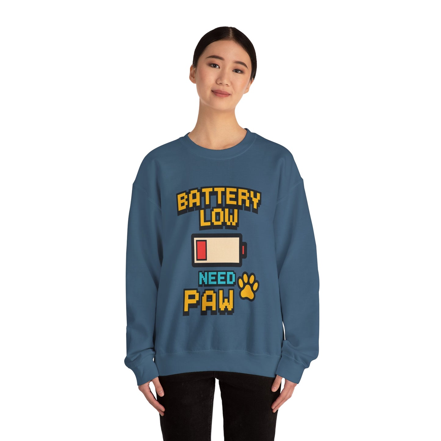 Funny Battery Low Need Paw Crewneck Sweatshirt for Pet Lovers
