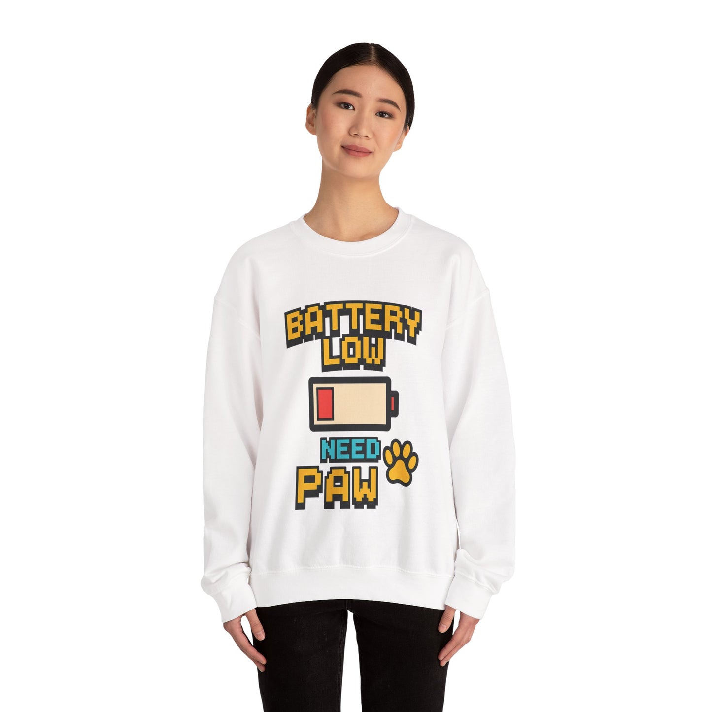 Funny Battery Low Need Paw Crewneck Sweatshirt for Pet Lovers